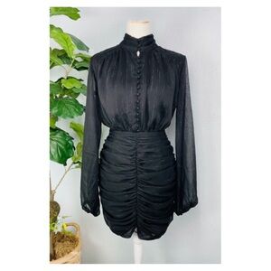HOUSE OF HARLOW 1960 • Ruched Mini Dress in Black